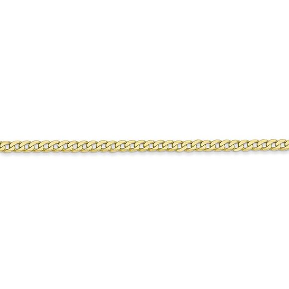2.2mm 10k Yellow Gold Flat Beveled Curb Chain Anklet, 10 Inch - Picture 2 of 6
